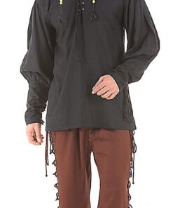 ThePirateDressing Medieval Renaissance Pirate Cosplay Costume Mens Lace-Up Pants Large Chocolate Rayon Fabric (Design# 1122) 7 61RaYssx7WL