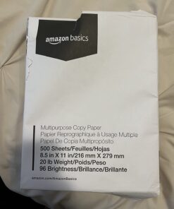 Amazon Basics Multipurpose Copy Printer Paper, 20 Pound, White, 96 Brightness, 8.5 x 11 Inch, 1 Ream , 500 Sheets Total 1 Ream | 500 Sheets 46 61Rb45M3sKL