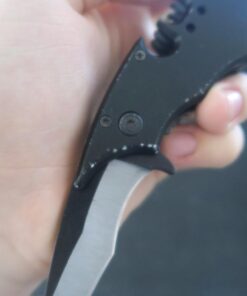 Dark Twin Blade Knife - Double Edge Folding Pocket with clip, 11" Stainless Steel Two Sharp Cut (Black) Black 63 61RbYzotr2L