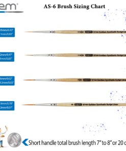 Alternative view of ZEM Brush Golden Synthetic Long Script Liners Artist Paint Brushes Sizes 20/0, 10/0, 5/0, 0
