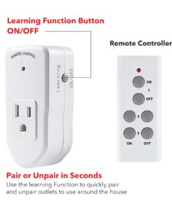 BN-LINK Wireless Remote Control Electrical Outlet Switch for Lights, Fans, Christmas Lights, Small Appliance, Long Range White 10A/1200W, 1 Remote + 1 Outlet 1 Remote 1 Outlet 18 61Rg4oLw5mL