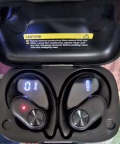 Bluetooth Headphones Wireless Earbuds 80hrs Playtime Wireless Charging Case Digital Display Sports Ear buds with Earhook Premium Deep Bass IPX7 Waterproof Over-Ear Earphones for TV Phone Laptop Black M 29 61Rj79ZUc9L