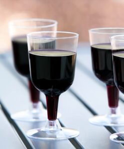 Party Essentials Disposable Hard Plastic Two Pieces Wine Glasses, 40-Count, 5.5-Ounce, Clear 40 Count (Pack of 1) 5.5 oz glass 21 61RlnYKz82S