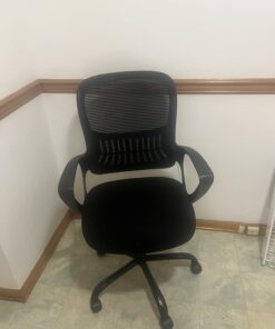 SMUG Office Computer Desk Chair, Ergonomic Mid-Back Mesh Rolling Work Swivel Task Chairs with Wheels, Comfortable Lumbar Support, Comfy Arms for Home, Bedroom, Study, Dorm, Student, Adults, Black Modern 46 61Rm3k4hAUL