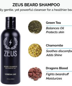 ZEUS Deluxe Beard Wash & Grooming Kit for Men – Natural Beard Oil, Beard Wash Combo & Beard Brush Gift Set (Verbena Lime) Scent: Verbena Lime 14 61RmMWTzorL