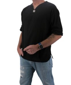 Love Quality Men's Black Shirt 100% Cotton Hippie Yoga Shirt X-Large 14 61Roum4V fL