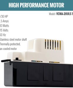 Little Giant 554425 VCMA-20ULS 80 GPH 1/30 HP Automatic Condensate Pump with Safety Switch for HVAC, Dehumidifier, Furnace, Air Conditioner 115 Volts 115V, Safety Switch 39 61RpUH6fBxL