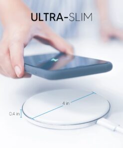 TALK WORKS 5W Wireless Charging Pad Compatible w/ iPhone 15/Pro/Max, 14/Plus/Pro/Max, 13/Mini/Pro/Max, 12,11,XR,XS,X,8, Samsung S23, S22, S21, S20, S10 - Qi Certified Fast Charger w/USB Adapter(White) 21 61RqVZcT7ZL