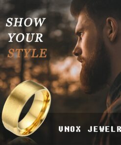 VNOX Personalized Custom 8MM Stainless Steel Plain Wedding Band Ring for Men,Black/Gold Plated/Silver Gold Plated-Engraving 9 8 61RqxolGiYS