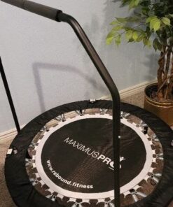 Maximus PRO Folding Rebounder USA | Voted #1 Indoor Exercise Mini Trampoline for Adults with Bar | Fitness & Weight Loss| Free Storage Bag, Resistance Bands, Online & DVD Workouts | Already Assembled 29 61Rr m0iKIL