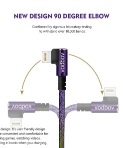 VODBOV Cable USB-C to Lightning 90 Degree 2Pack 10ft 6ft iPhone Charger Fast Charging Cable Right Angle Cord (Cosmos Purple) 2pack(6/10ft) 11 61Rrobk075L