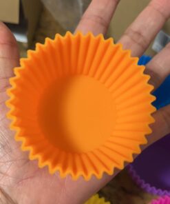 Amazon Basics Reusable Silicone Round Baking Cups, Muffin Liners, Pack of 12, Multicolor 32 61RscXFY0FL