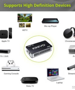 Kinivo HDMI Switch 4K HDR 501BN (5 in 1 out, 4K 60Hz HDR, HDMI 2.0, High Speed 18Gbps, IR Remote, HDCP) - Compatible with Roku, PS5, Xbox, Apple TV, Nintendo Switch, Cable Box 5-PORT 26 61Rsdxf7EzL