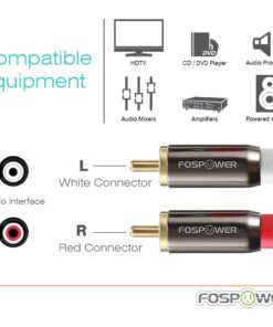 FosPower RCA Y-Adapter (6 Feet), 1 RCA Male to 2 RCA Male Y Splitter Digital Stereo Audio Cable for Subwoofer, Home Theater, Hi-Fi - Dual Shielded | 24K Gold Plated 6 Feet 7 61RsplbgcJL