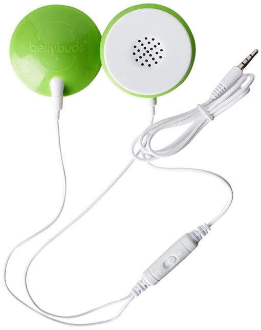 Wavhello BellyBuds Baby Bump Headphones - Prenatal Belly Speakers for Women During Pregnancy, Safely Play Music, Sounds, and Voices to Your Baby in The Womb - Green 5 Piece Set