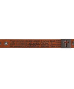 Leather Names of Jesus Christian Wristband w/Metal Cross Slide 3 61Ruq9HF4WL