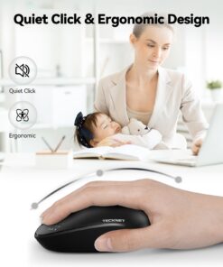 Alternative view of TECKNET Wireless Mouse, 2.4G Quiet Computer Mouse with USB Receiver, 4 Buttons Portable Cordless Mice for Chromebook, Laptop, PC, Mac, 800/1200/1600 DPI - Black