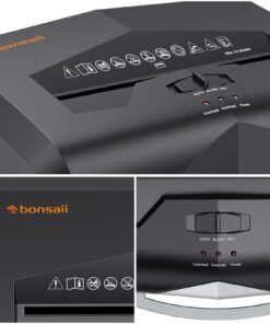 Bonsaii Paper Shredder, 18-Sheet 60-Minutes Paper Shredder for Office Heavy Duty Cross-Cut Shredder with 6 Gallon Pullout Basket & 4 Casters (C149-C) 1 8 Sheet Cross Cut 28 61S wTLLkyL