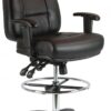 Harwick Premium Leather Drafting Chair with Arms - Black Leather