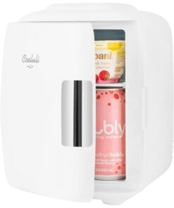 Cooluli Mini Fridge for Bedroom - Car, Office Desk & Dorm Room - Portable 4L/6 Can Electric Plug In Cooler & Warmer for Food, Drinks, Skincare Beauty & Makeup - 12v AC/DC & Exclusive USB Option, White 26 61S1gESlphL