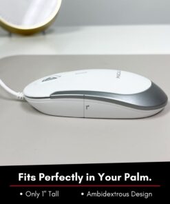Macally Silent Wired Mouse - Slim & Compact USB Mouse for Apple Mac or Windows PC Laptop/Desktop - Designed with Optical Sensor & DPI Switch - Simple & Comfortable Wired Computer Mouse (White) White with Silver Trim 28 61S3BtIHBwL