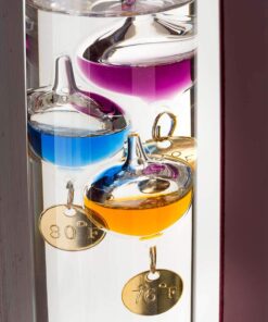 Galileo Glass Thermometer | 14.5-Inches Tall with Cherry Wood Frame | Law of Physics | Indoor Room Temperature for Home House Office Desk Counter Tabletop | Holiday Gift Present 13 61S4D8CjMsL