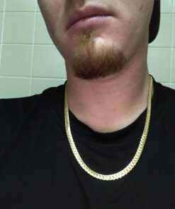 U7 Diamond Cut Miami Cuban Link Chain for Men Women Stainless Steel Curb Chain Necklace, Cool Hip Hop Jewelry Silver/Black/18K Gold Plated Chains, Width 3/6/9/12mm,18/20/22/24/26/28/30 Inch d.Flat Curb-6mm-gold 22.0 Inches 33 61S8sHo9uvL