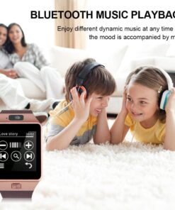 Padgene Bluetooth Smartwatch,Touchscreen Wrist Smart Phone Watch Sports Fitness Tracker with SIM SD Card Slot Camera Pedometer Compatible with Android Smartphone for Kids Men Women Gold 25 61SBAaa Q7L