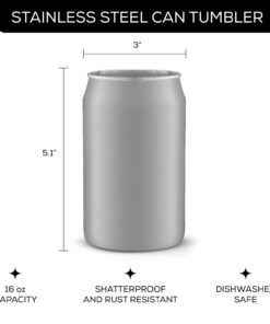 Alternative view of JoyJolt Metal Beer Can Tumbler with Straws and Brush. Unbreakable Metal Drinking cup Set of 6 Metal Tumblers. Stainless Steel Tumbler Can Shaped Glass Cups, Soda Can Glasses for Water, Wine etc Gray