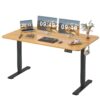 Furmax Electric Height Adjustable Standing Desk Large 55 x 24 Inches Sit Stand Up Desk Home Office Computer Desk Memory Preset with T-Shaped Metal Bracket, Maple 55 Inch 12 61SBO XS3aL