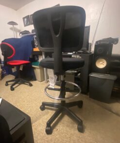 Amazon Basics Mid-back Mesh Office Drafting Chair Stool with Adjustable Footrest, Black No Arms 65 61SBtOZPfL