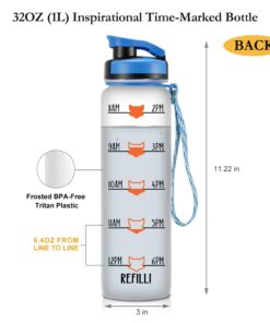 LEADO 32oz 1Liter Motivational Tracking Water Bottle with Times to Drink - for Fox Sake Drink Your Effing Water - Funny Birthday, Christmas Gifts for Women, Best Friend, Mom, Sister, Coworker Blue / White 27 61SDw0v9 sL