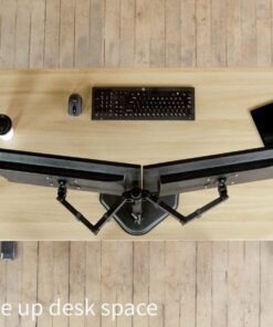 VIVO STAND-V002F Dual LED LCD Monitor Free-Standing Desk Stand for 2 Screens up to 27 Inch Heavy-Duty Fully Adjustable Arms with Max VESA 100x100mm 13" - 27" screens Black 29 61SF6xFicvL