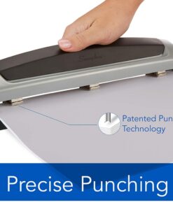 Swingline 3 Hole Punch, 2- 3 Hole Adjustable Desktop Puncher, 10 Sheet Punch Capacity, Precision Pro, Black/Silver (74037) 28 61SHRt8eDPL