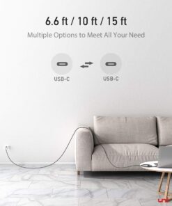 uni 100W USB C to USB C Cable 10ft, USBC to USBC Cable PD Fast Charging Cable, USB C Charger Cable (5A 20V) Compatible with iPhone15/Pro/Plus/ProMax, MacBook Air/Pro, iPad Pro, Samsung Galaxy S23 Grey 1 28 61SJXAPwtL
