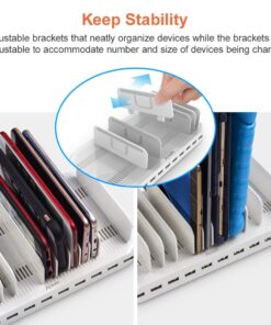 Alxum iPad Charging Station for Multiple Devices, 96W 10 Port Cell Phone Charging Station Organizer,USB Fast Charger Dock Compatible w iPad/iPhone/Android/Kindle/Fire/Kindle Tablet, UL Certified,White 48 61SKRXp4zQL
