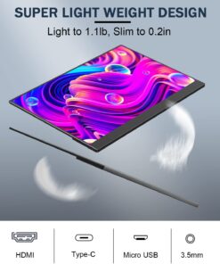 Feiasia Portable Monitor Extremely Slim&Lightweight 15.6 Inch 1080P USB-C Laptop HDMI Computer Display Gaming Monitor with Smart Cover&Speakers Travel Monitor for PC Mac Phone Switch 17 61SNPcWvVzL