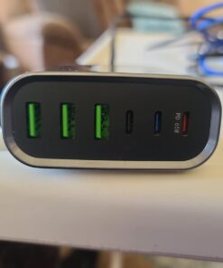 USB C Fast Charger, 160W USB C Charging Station GaN 6-Port USB C Wall Charger Block, Portable Multiport USB C Power Adapter for MacBook Pro/Air,iPad Pro,iPhone 14/13/Mini/Pro/13Pro Max/12 Galaxy Note 36 61SOn3Q8t6L