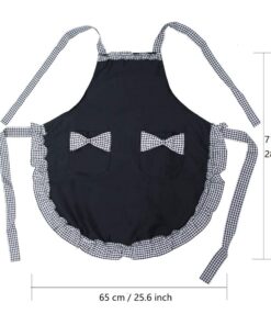 Hyzrz Cute Retro Lovely Vintage Ladies Kitchen Flirty Vintage Aprons for Women Girls with Pockets for Mothers Day Gift (Black) Black 22 61SPHx4BAkL