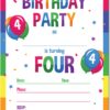 Papery Pop 4th Birthday Party Invitations with Envelopes (15 Count) - 4 Year Old Kids Birthday Invitations for Boys or Girls - Rainbow