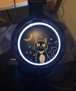 SOMIC GS510 Gaming Headset, Cat Ear Headset PC Gaming Headphones with Retractable Mic Noise Cancelling, Stereo Sound, DIY Face Covers for PC, PS4, PS5,Xbox One(Only White LED Light) Wired Black 22 61SS3i71ToL