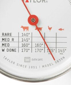 Taylor Leave-in Meat Oven Safe Compact Analog Dial Meat Food Grill BBQ Kitchen Cooking Thermometer, 3 inch dial, Stainless Steel 17 61SUHgx9YKL