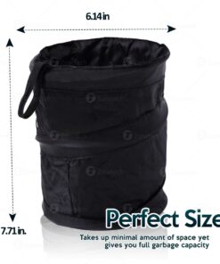 Zone Tech Universal Traveling Portable Car Trash Can - Black Collapsible Pop-up Leak Proof Trash Can- for Garbage to Organize Car, Waste Basket Bin, Rubbish Bucket (1 Pack) 1 Pack 24 61SXvM14bnL