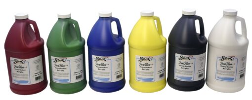 Sax True Flow Heavy Bodied Acrylic Paint - 1/2 Gallon - Set of 6 - Assorted Colors Paint, Assorted Colors +