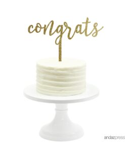 Andaz Press Party Acrylic Cake Toppers, Gold Glitter, Congrats, 1-Pack, 25th 50th Anniversary Decorations Congrats Gold 7 61SZSi7u6xL