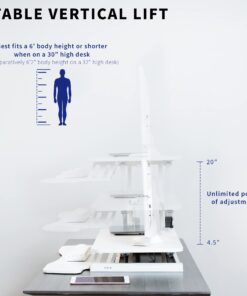 VIVO 36 inch Desk Converter, K Series, Height Adjustable Sit to Stand Riser, Dual Monitor and Laptop Workstation with Wide Keyboard Tray, White, DESK-V036KW 36" 23 61SZgQ3WIlL