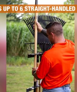 Buyers Products LT35 Vertical Hand Rack for Enclosed Landscaping Truck Trailers & Garage or Shed Walls Holds 6 Tools for Shovels, Rakes, Hoes, Heavy Duty Steel, 1 Pack, Black 21 61SaV9wyopS