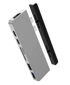 Alternative view of HyperDrive USB C Hub, Hyper Duo 7-in-2 USB C Adapter - MacBook Pro Adapter with Magnetic Grip, 4K HDMI, USB-C 40Gbps 100W PD, 3.1 USB-A, MicroSD/SD - Space Gray
