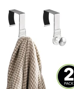 Alternative view of mDesign Modern Metal and Plastic Office Over The Cubicle Storage Organizer Hooks - Wall Panel Hangers for Hanging Accessories, Coats, Hats, Purses, Bags, Keychain - 2 Pack - Clear/Brushed Pack of 2