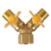 Mumusuki Brass Garden Hose Splitter 2 Way,G1/2 Brass Garden Irrigation with 2 Valves Double Tap Hose Adapter Dual Faucet Connector (1 Pack)